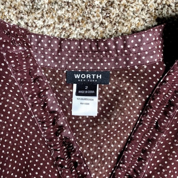 NWOT Worth New York Womens Brown Dark Red Polka Dot Sleeveless Blouse Size 2 - Picture 6 of 8